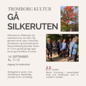 Fællesvandring med TROMBORG pilates- og yogastudio på Silkeruten i Silkeborg – glade deltagere i naturen ved sø og skov.